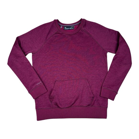 UNDER ARMOUR Men Round Neck Jumper Pullover Sweater Size MEDIUM Maroon Pocket - Picture 1 of 7